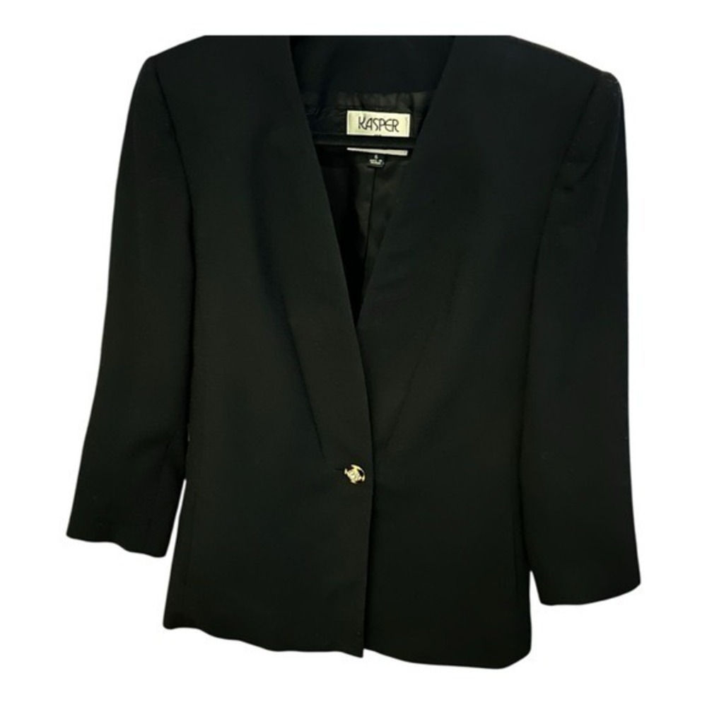 Vintage Hailey Bieber Style Black Blazer | Gold‎ Button Minimal Jacket Sz 6